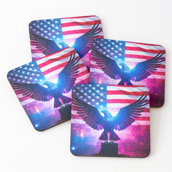 Item preview, Eagle with outstretched wings against the backdrop of the USA flag designed and sold by SebSun.