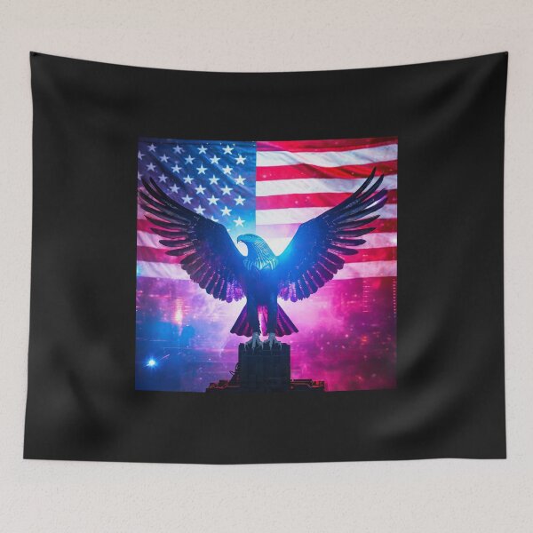 Item preview, Eagle with outstretched wings against the backdrop of the USA flag designed and sold by SebSun.