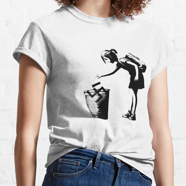 Girls against racism in Banksy street art style Classic T-Shirt