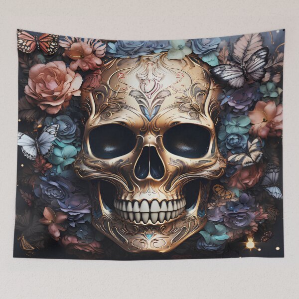 Item preview, Gorgeous Skull with Butterflies and Flowers designed and sold by jendrip.