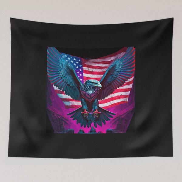 Item preview, Eagle with outstretched wings against the backdrop of the USA flag designed and sold by SebSun.