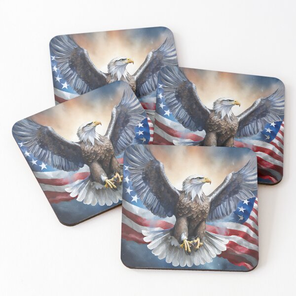 Item preview, Eagle with outstretched wings against the backdrop of the USA flag designed and sold by SebSun.