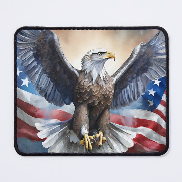 Item preview, Eagle with outstretched wings against the backdrop of the USA flag designed and sold by SebSun.