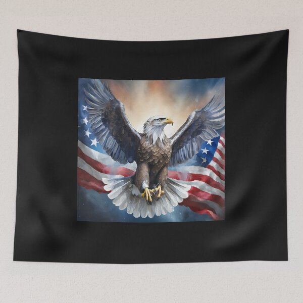 Item preview, Eagle with outstretched wings against the backdrop of the USA flag designed and sold by SebSun.