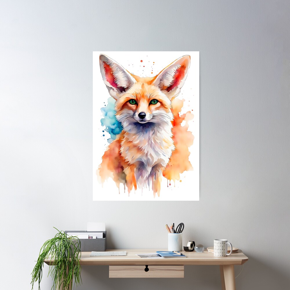 Unframed Watercolor Fancy Fox Painting NWT outlets