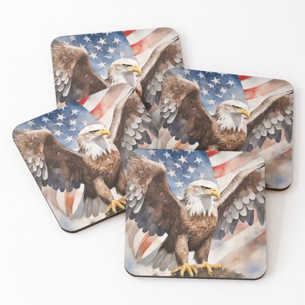 Item preview, Eagle with outstretched wings against the backdrop of the USA flag designed and sold by SebSun.