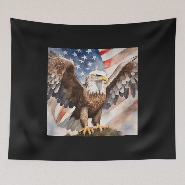Item preview, Eagle with outstretched wings against the backdrop of the USA flag designed and sold by SebSun.