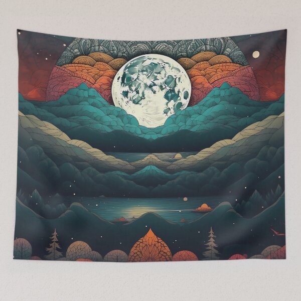 Item preview, Otherworldly Beauty with a Unique Symmetrical Landscape Art Print designed and sold by GiveMeMood.