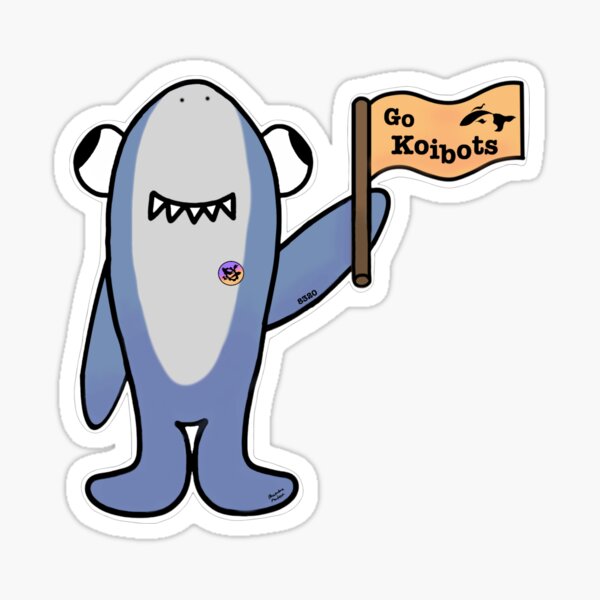 Cheering Shark Cartoon Sticker