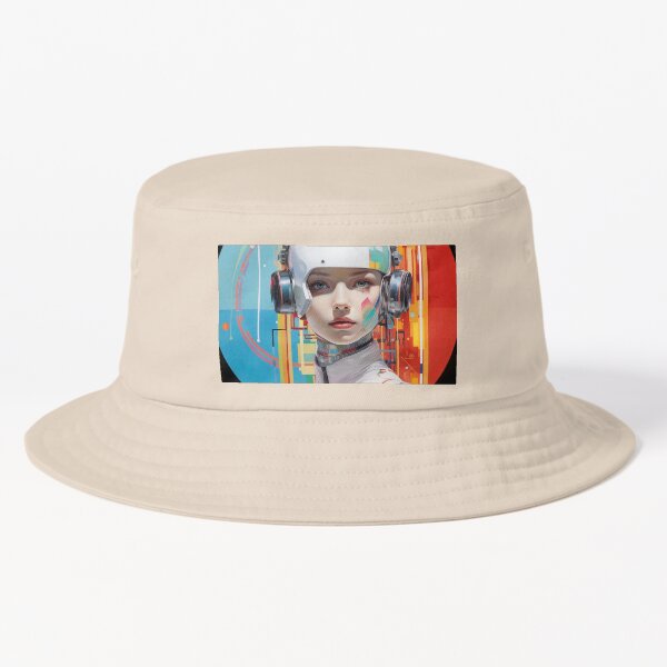 Futuristic Portret of a Women Bucket Hat