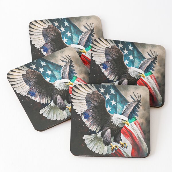 Item preview, Eagle with outstretched wings against the backdrop of the USA flag designed and sold by SebSun.