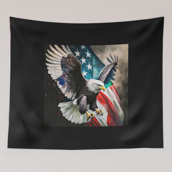 Item preview, Eagle with outstretched wings against the backdrop of the USA flag designed and sold by SebSun.
