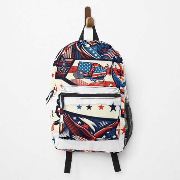 Item preview, USA map on a fantasy abstract design with American symbols designed and sold by Red, White & Blue Glory.