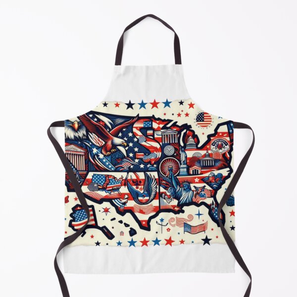 Item preview, USA map on a fantasy abstract design with American symbols designed and sold by Red, White & Blue Glory.
