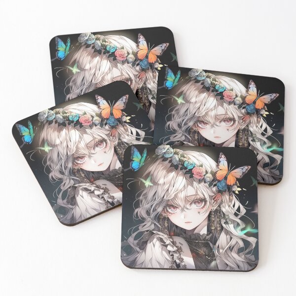 Item preview, Ethereal Floral Crown Butterfly Companion Anime Girl designed and sold by bubblegoth.