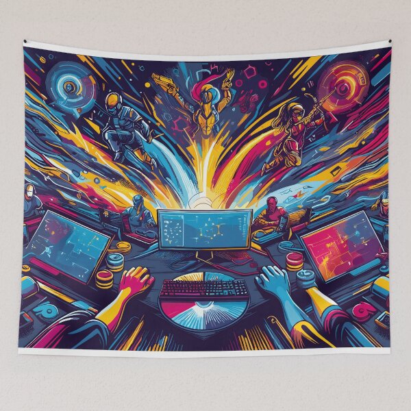Item preview, Colorful Gaming Aesthetic Desk Mat designed and sold by KitonicTees.