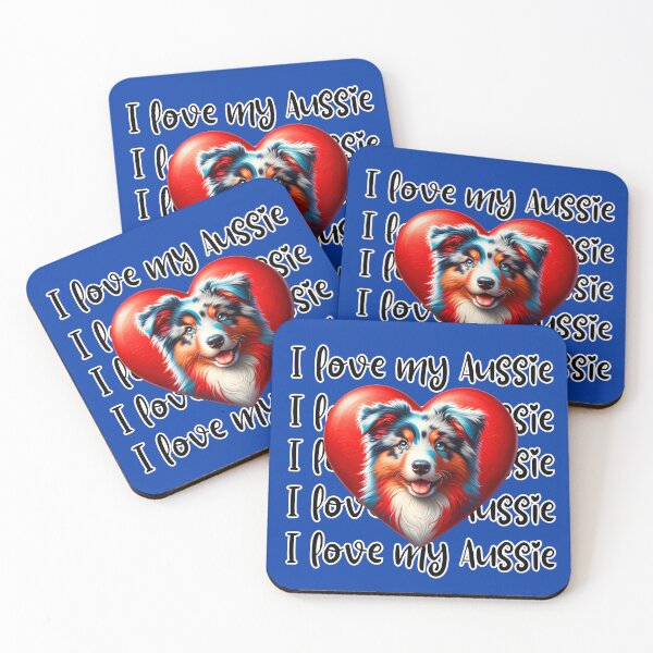 Item preview, I Love my Aussie | Australian Shepherd Valentine Heart  designed and sold by TheMostLikely.