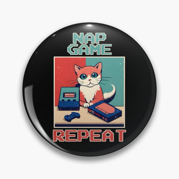 Item preview, Funny cute retro cat gaming. Retro gamer lifestyle. Nap game repeat. designed and sold by Unitepeople.