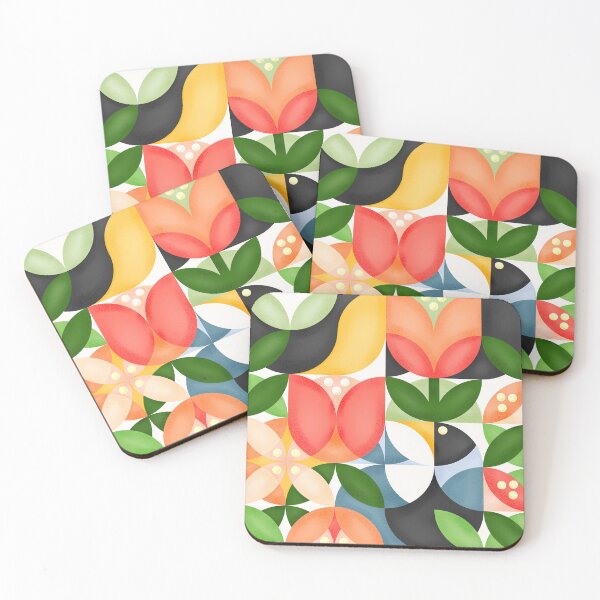 Item preview, Mid Century Birds and Flowers designed and sold by Phanya-Style.