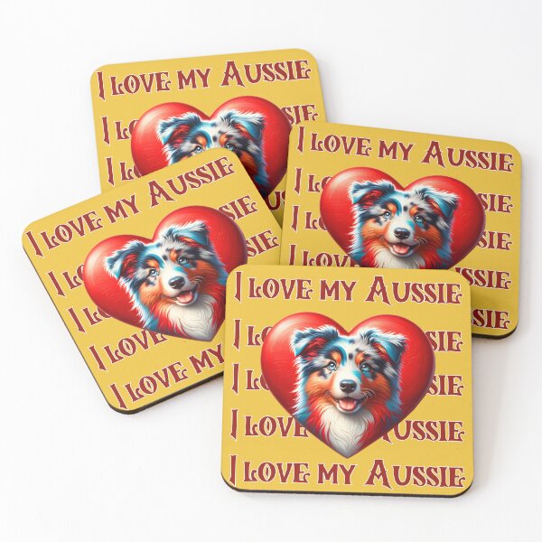 Item preview, I love my Aussie | Australian Shepherd Valentine Heart  designed and sold by TheMostLikely.
