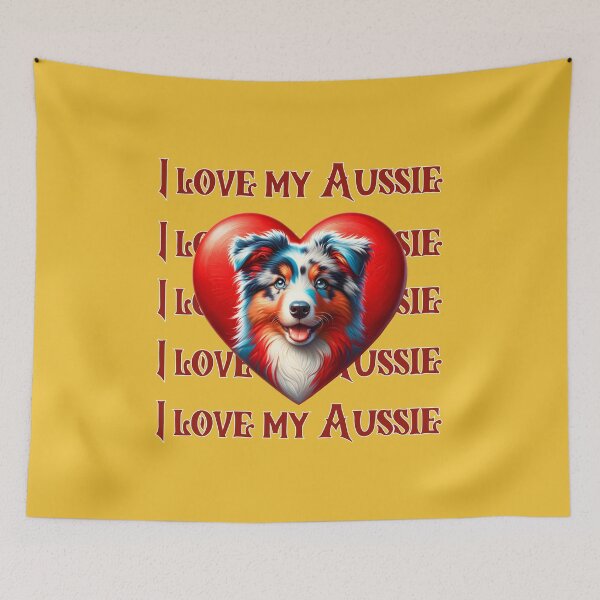 Item preview, I love my Aussie | Australian Shepherd Valentine Heart  designed and sold by TheMostLikely.