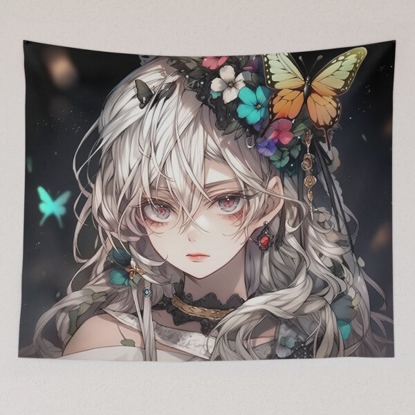 Item preview, Enchanted Floral Butterfly Headpiece Anime Girl designed and sold by bubblegoth.