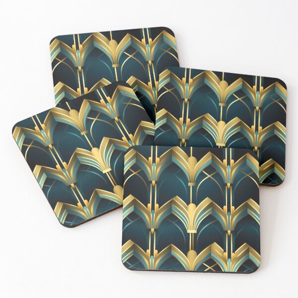 Item preview, Elegant Blue-Green And Golden Art Deco Pattern designed and sold by DEC02.