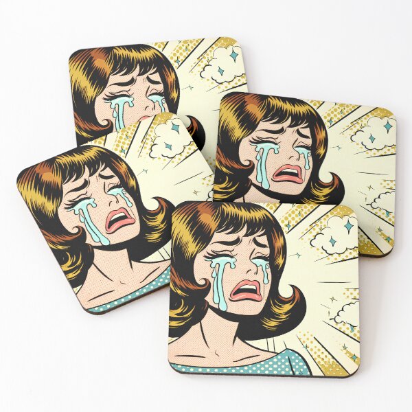 Item preview, pop art style retro girl crying designed and sold by IsaMarina.