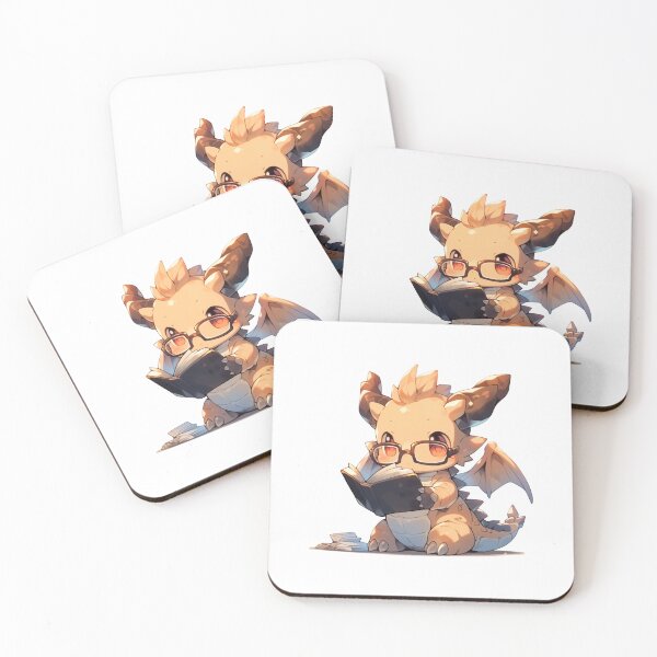 Item preview, Cute Kawaii Dragon Reading a Book The Librarians Horde designed and sold by CozyKawaiiArt.