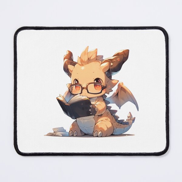 Item preview, Cute Kawaii Dragon Reading a Book The Librarians Horde designed and sold by CozyKawaiiArt.