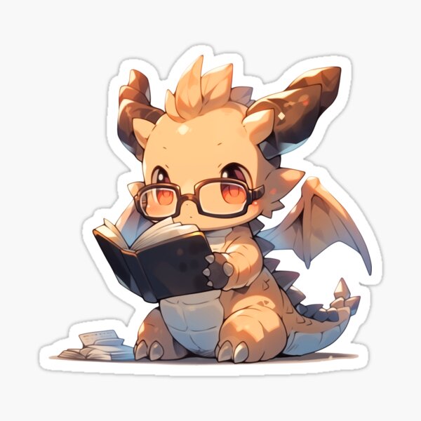 Artikel-Vorschau von Niedlicher Kawaii-Drache, der ein Buch liest. Die Horde der Bibliothekare, designt und verkauft von CozyKawaiiArt.