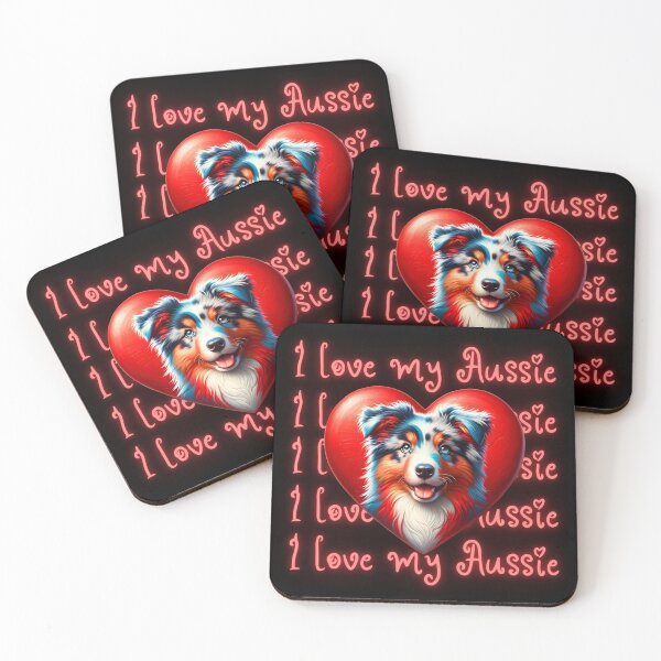Item preview, I Love my Aussie | Australian Shepherd Valentine Heart  designed and sold by TheMostLikely.