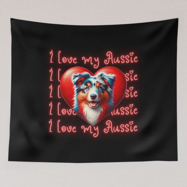 Item preview, I Love my Aussie | Australian Shepherd Valentine Heart  designed and sold by TheMostLikely.