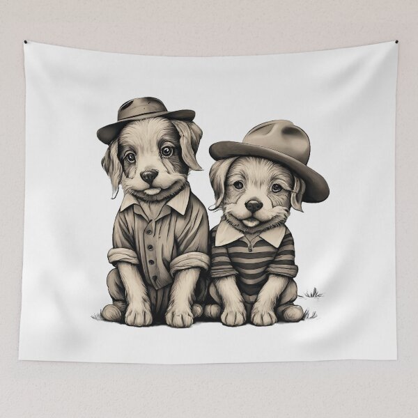 Item preview, Two cute dogs in clothes and hat designed and sold by MagelliShop.