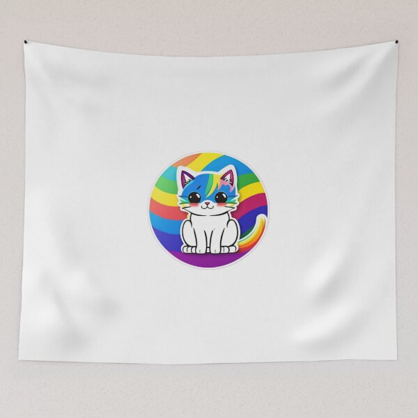 Item preview, Cute anime rainbow kitty cat stickers designed and sold by Flowerslaps.