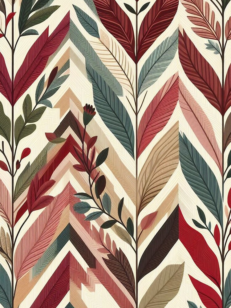 Thumbnail 4 of 4, iPhone Case, Herringbone Pattern - Red Green Leaf Pattern ; Pattern, Chevron designed and sold by PatternInArt.
