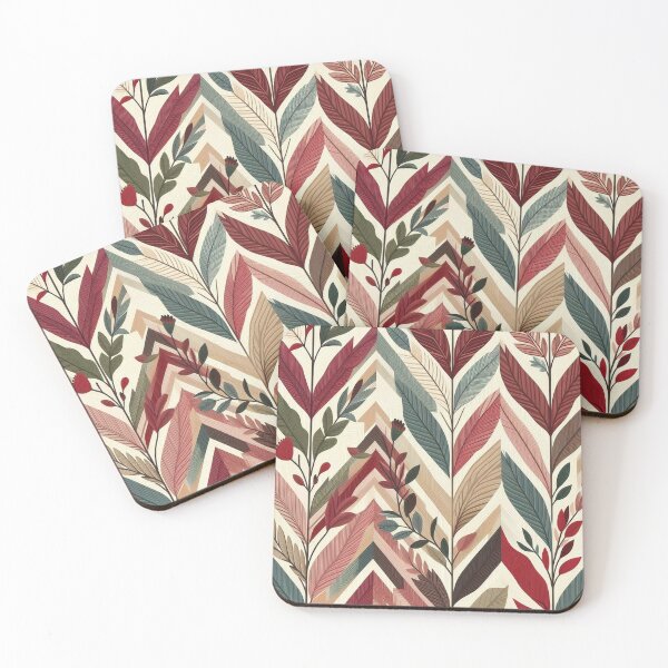Item preview, Herringbone Pattern - Red Green Leaf Pattern ; Pattern,  Chevron designed and sold by PatternInArt.