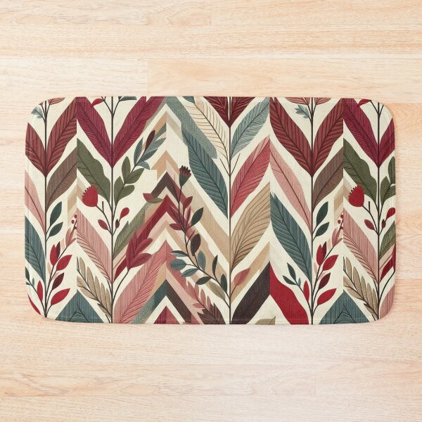 Item preview, Herringbone Pattern - Red Green Leaf Pattern ; Pattern,  Chevron designed and sold by PatternInArt.