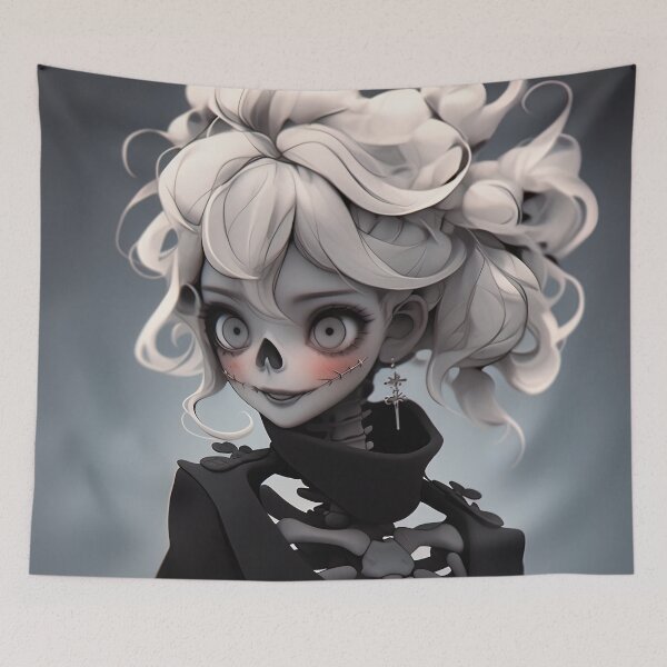 Item preview, Eerie Cute Gothic Skeletal Anime Girl designed and sold by bubblegoth.