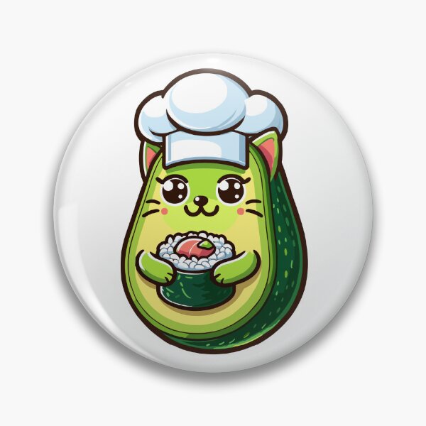 Item preview, Chef Avocato: Sushi Master Cat - Cute Sushi Chef Cat Avocado Feline Art designed and sold by VeggiPower.