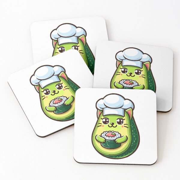 Item preview, Chef Avocato: Sushi Master Cat - Cute Sushi Chef Cat Avocado Feline Art designed and sold by VeggiPower.
