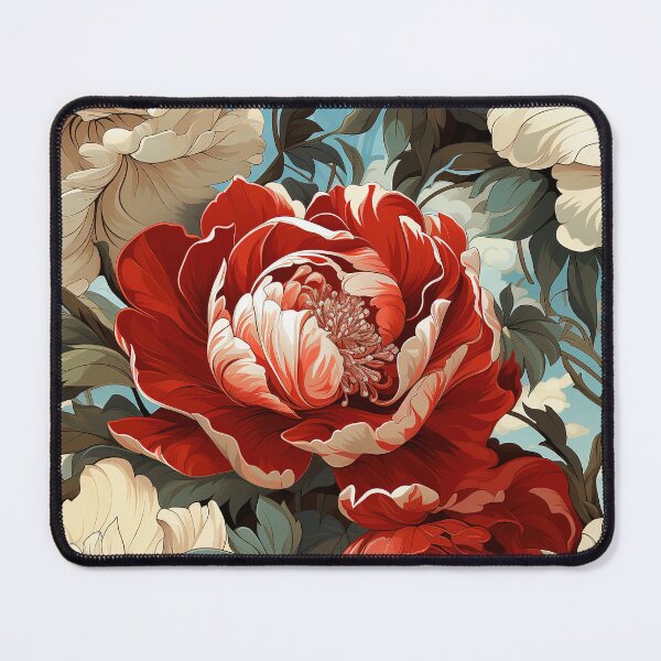 Item preview, Peony Tile 21: Ruffled Symphony in Blush and Blossom, Rose-Kissed Dreams on Leafy Thrones designed and sold by TheBrainArt.