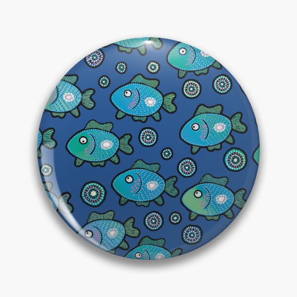 Aperçu de l'œuvre Poisson mignon sur un motif de surface de fond bleu foncé créée et vendue par ManonElmendorp.