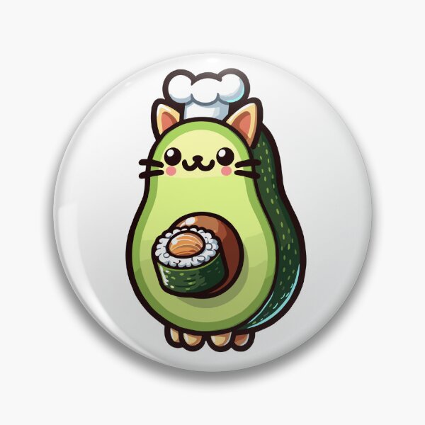 Item preview, Chef Avocato: Sushi Master Cat - Cute Sushi Chef Cat Avocado Feline Art designed and sold by VeggiPower.