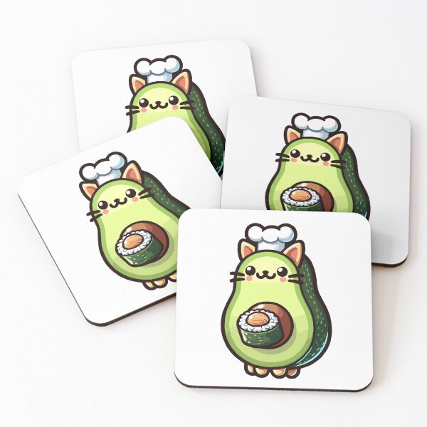 Item preview, Chef Avocato: Sushi Master Cat - Cute Sushi Chef Cat Avocado Feline Art designed and sold by VeggiPower.