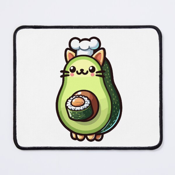 Item preview, Chef Avocato: Sushi Master Cat - Cute Sushi Chef Cat Avocado Feline Art designed and sold by VeggiPower.