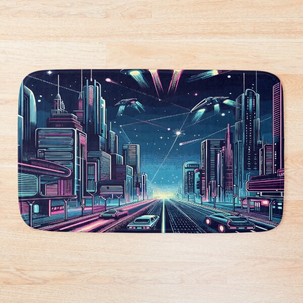 Item preview, Futuristic Gaming Desk Mat Mouse Pad Bath Mat designed and sold by KitonicTees.