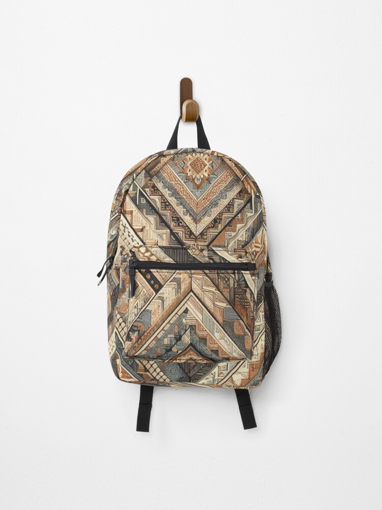 Thumbnail 1 of 3, Backpack, Herringbone Pattern - Ancient Terracotta Damask Pattern ; Pattern, Chevron designed and sold by PatternInArt.