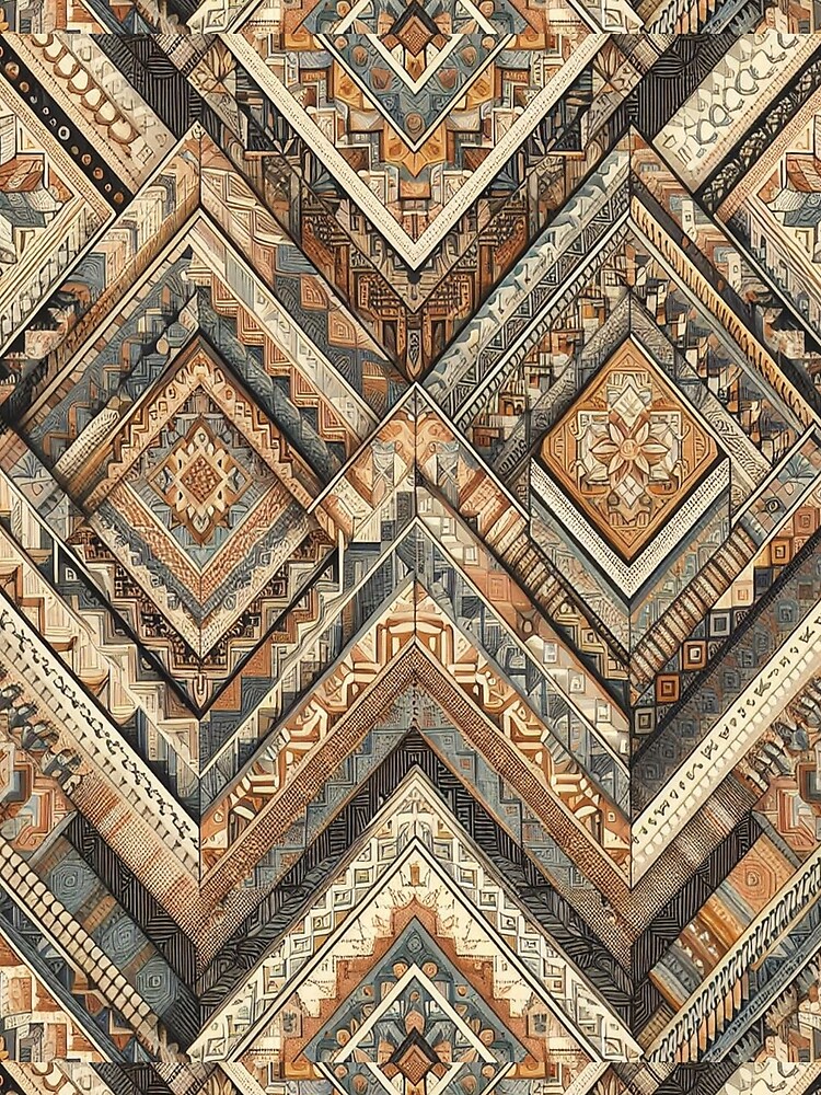 Thumbnail 3 of 3, Scarf, Herringbone Pattern - Ancient Terracotta Damask Pattern ; Pattern, Chevron designed and sold by PatternInArt.
