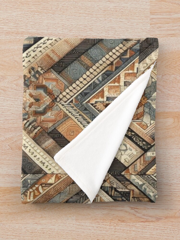 Thumbnail 3 of 6, Throw Blanket, Herringbone Pattern - Ancient Terracotta Damask Pattern ; Pattern, Chevron designed and sold by PatternInArt.